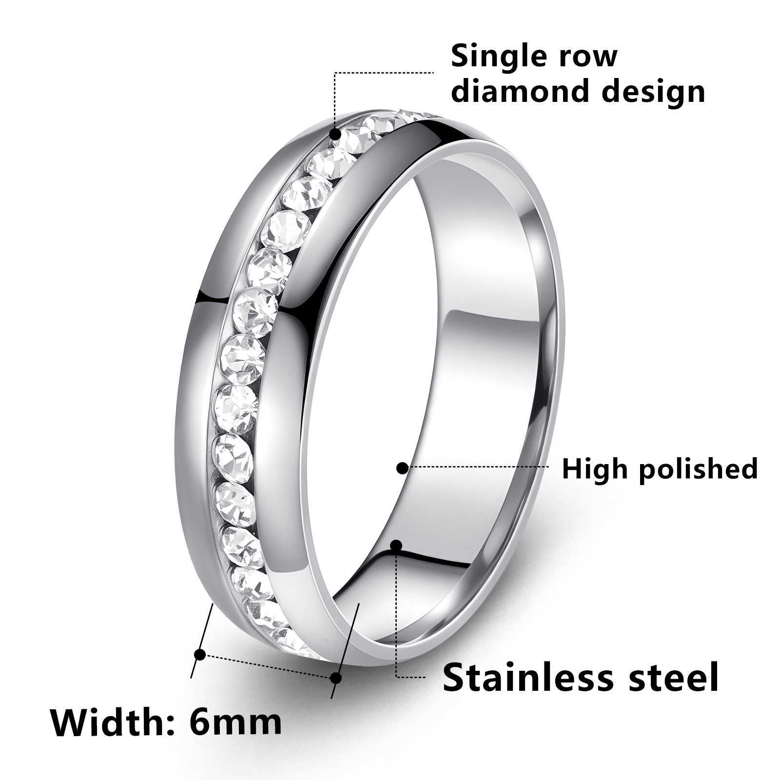 Minimalist fashion single-row diamond ring, stainless steel with diamond setting, high-end gold-plated full diamond ring, Instagram-style jewelryT2606