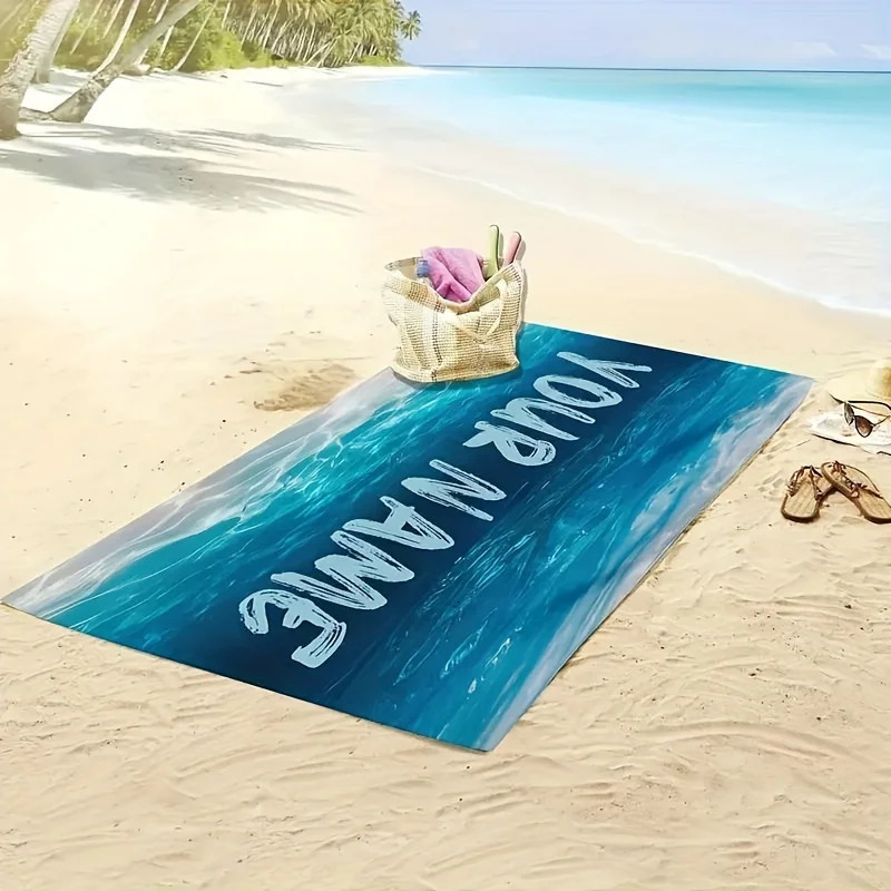 1pc Name Personalized Beach Towel Microfiber Quick Drying Towel Beach Pool Absorbent Bath Towel Anti-Sand Baby Large Size Custom 260622 - view 4