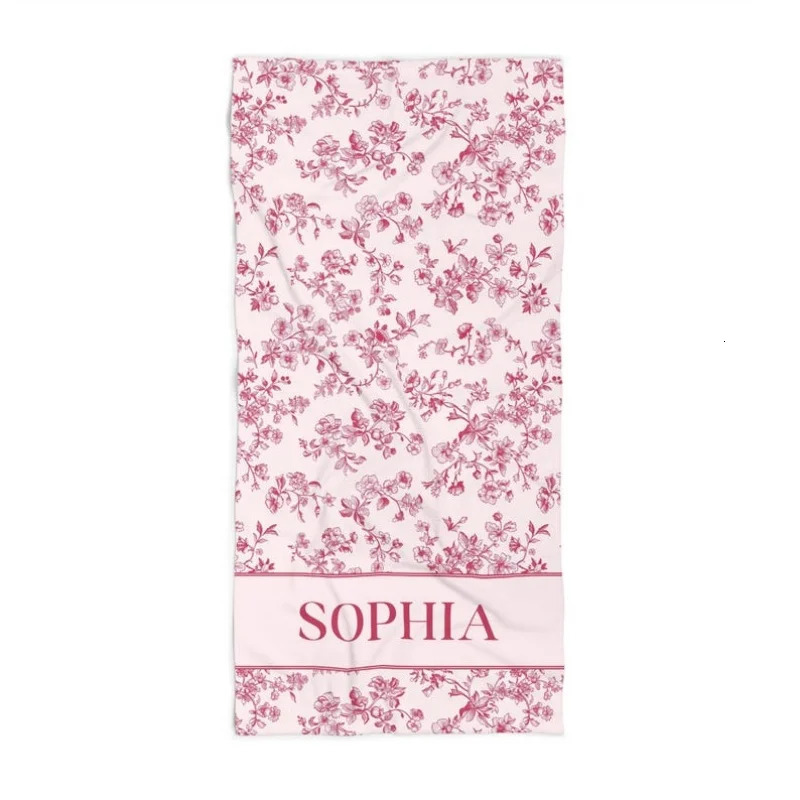 Custom Beach Towel Personalized Beach Towel Blue Toile Bachelorette Beach Towel Art Towel Bulk Discount 260622 - view 4