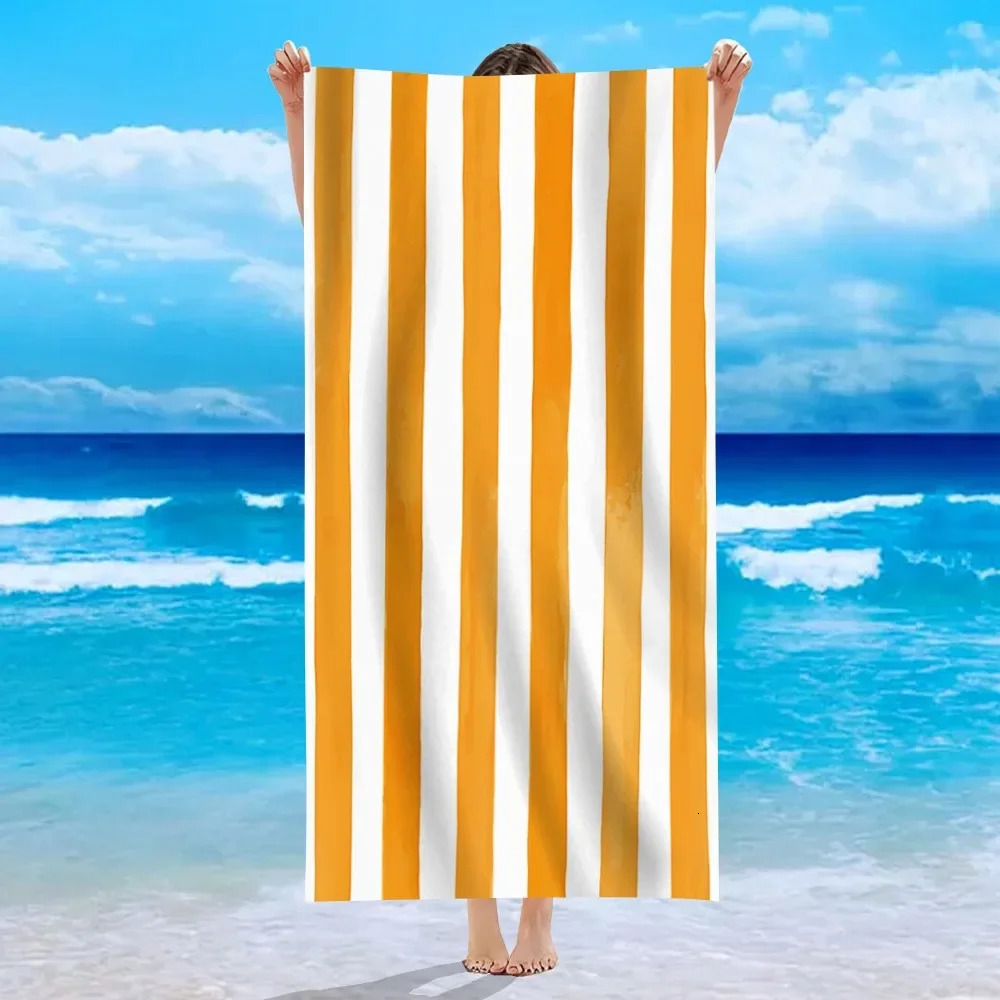 Yellow Stripe Microfiber Beach Towel Quick Fast Dry Trend Pattern Beach Towel Oversized Blanket Lightweight Towel Bathtowel 260622 - view 4