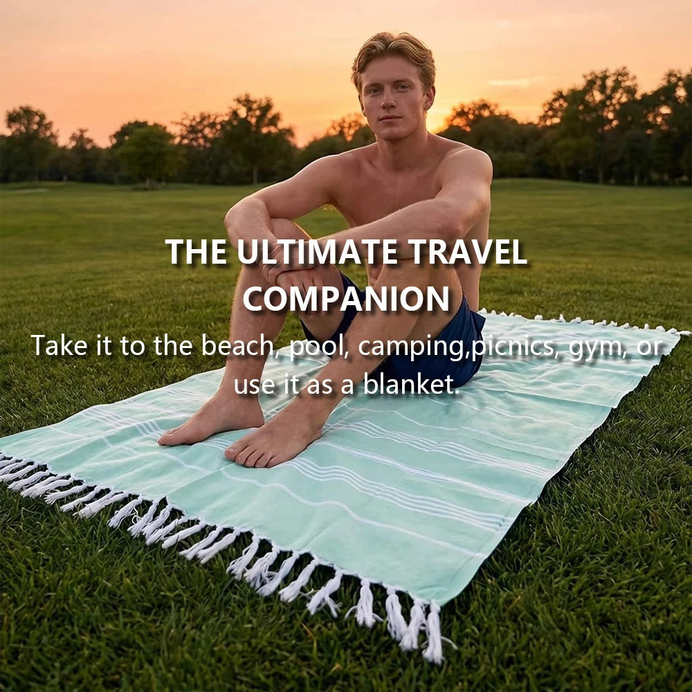 Turkey Beach Towel Shawl Striped Tassel Oversized Bath Towel Absorbent Quick-drying Outdoor Seaside Sand-free 260622 - view 6