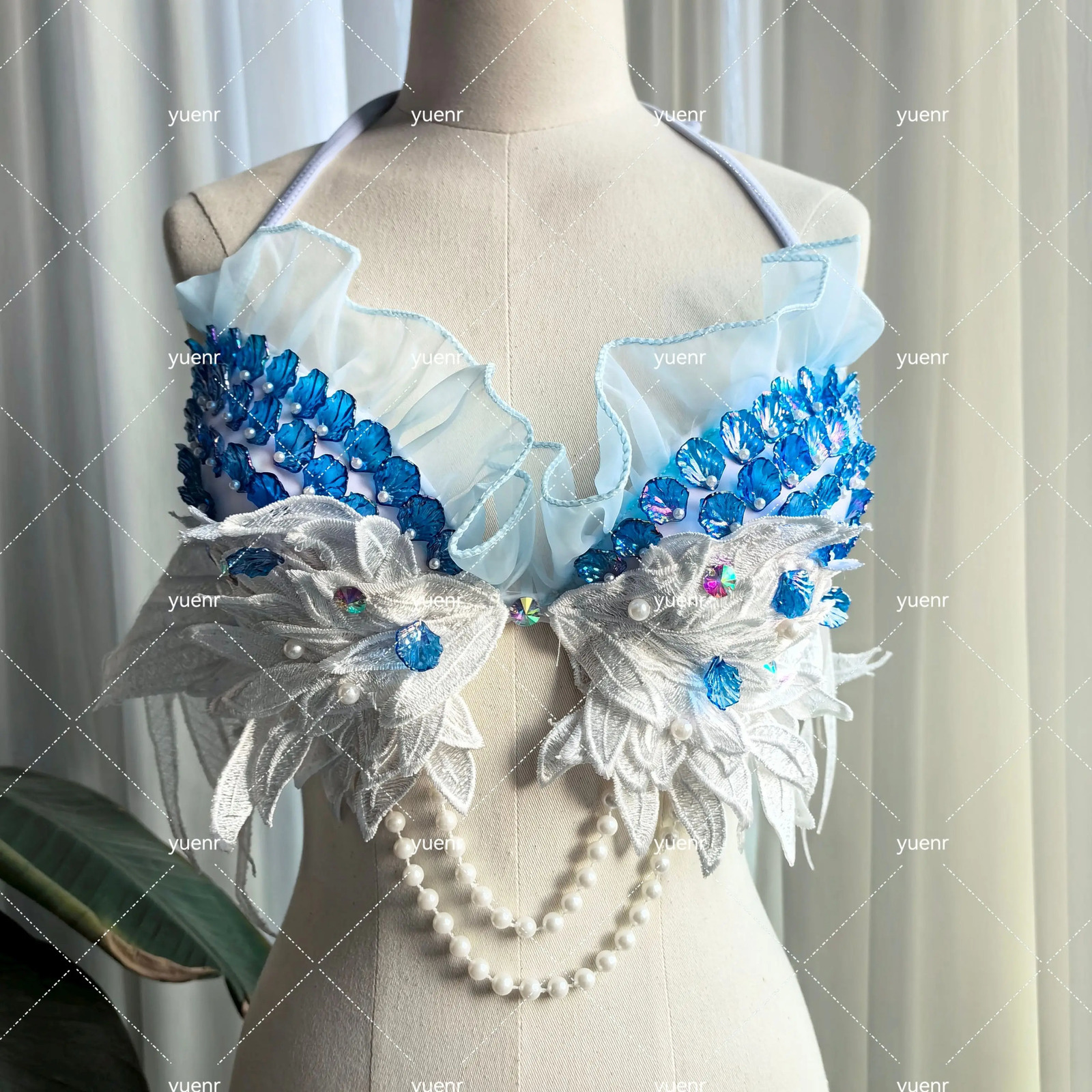 Original Handmade Shell Sequin Performance Bikini Swimsuit For Oceanarium Dive Shoots Electro Festival Costumes 260622 - view 3