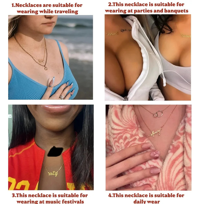 Personalized Name Necklace Custom Fashion Simple Stainless Steel Letter Gold Color Choker Pendant Nameplate Gifts 260615 - view 7