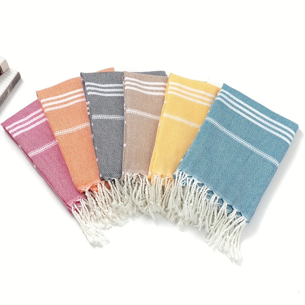 90180CM Turkish Beach Towel Sauna Spa Gym Sports Fitness Fringed Bath Towel Kitchen Outdoor Soft Absorbent Quick Drying Towels 260622