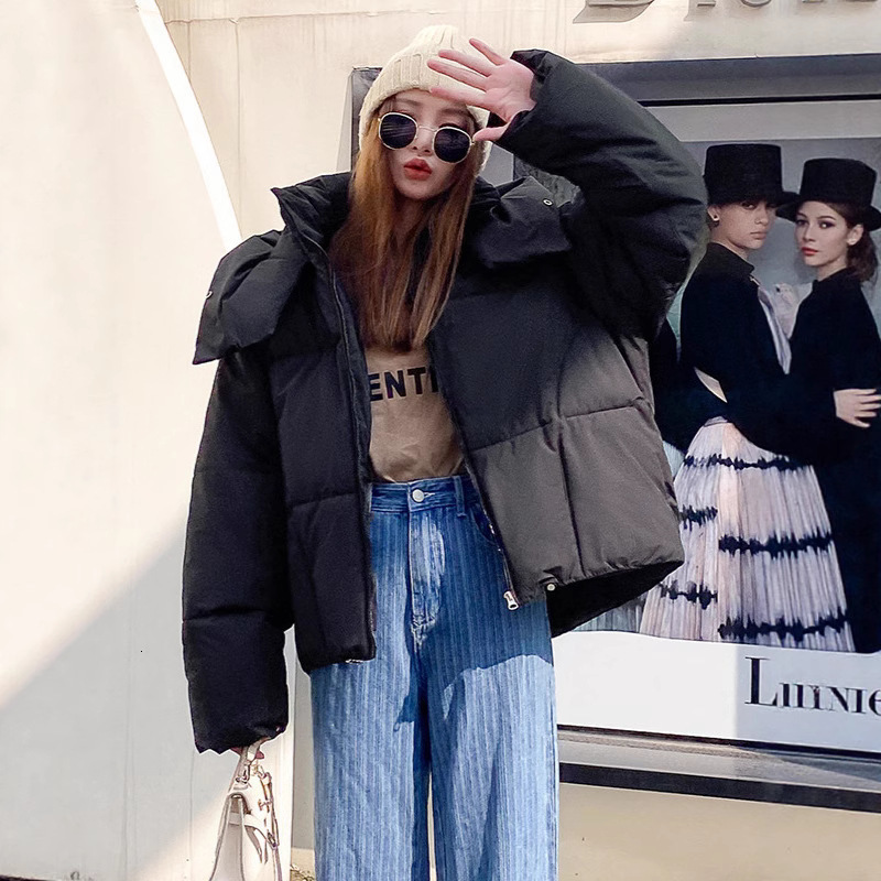 2025 Winter Womens Short Hooded Puffer Jacket Versatile Cotton Coat with Unique Style Slimming and Loose Fit Korean Version 251110