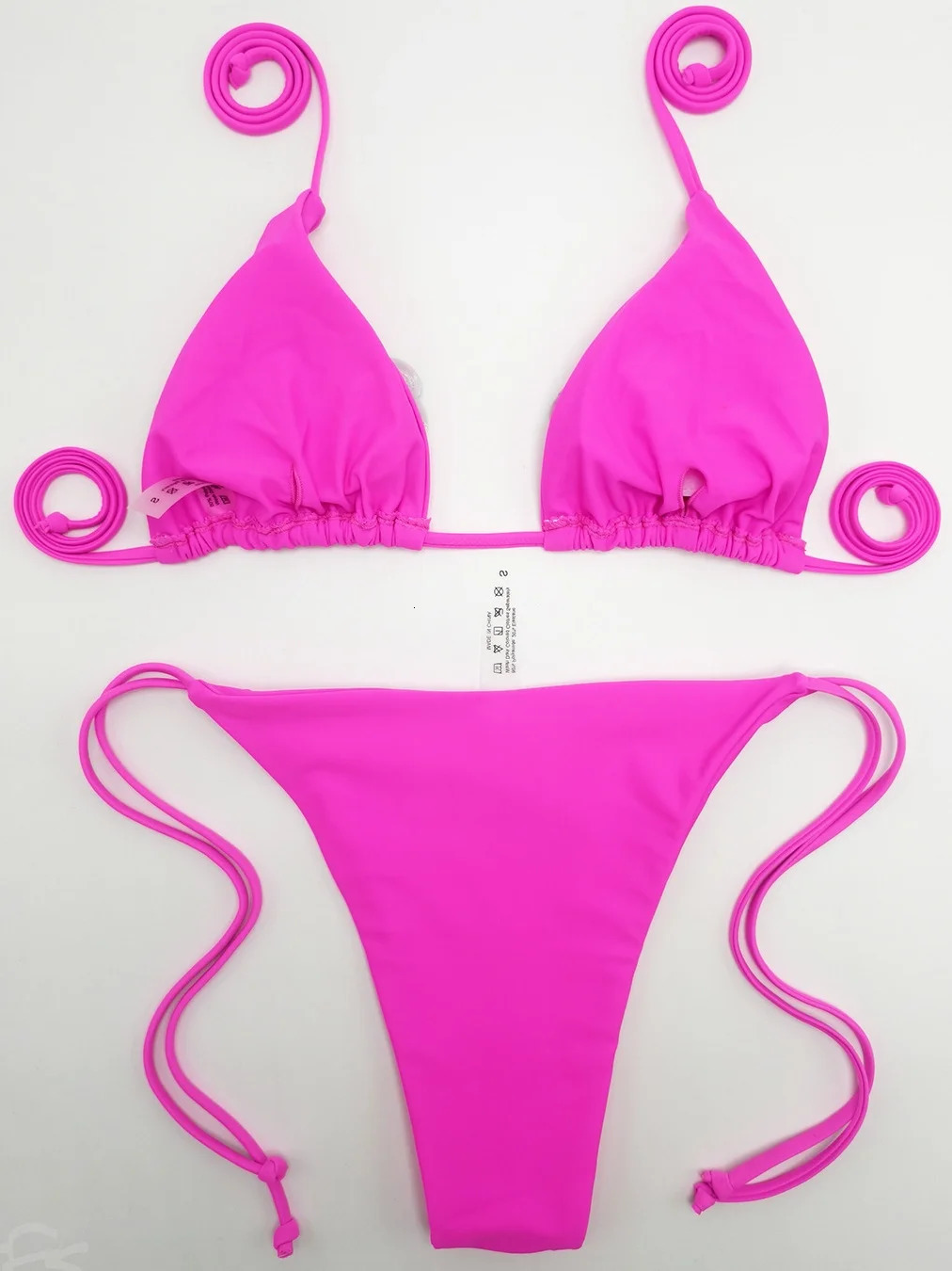 Sexy Sequin Coconut Tree Bikini Set Women Pink Blue Pleate Push Up Bra Micro Swimsuit Beach Bathing Suit Thong Swimwear 260622 - view 4