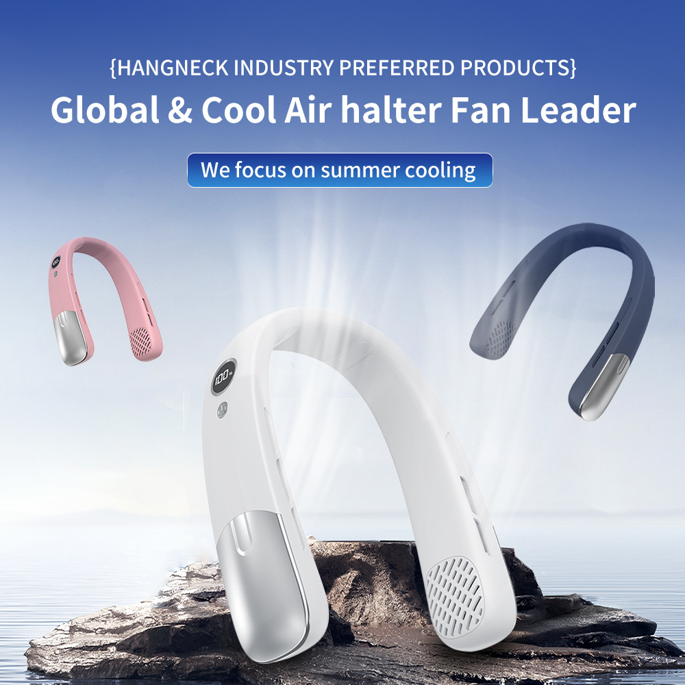 Leafless Neck Fan 100 Speed Display 1800mAh Silent Hands Free USB Fan