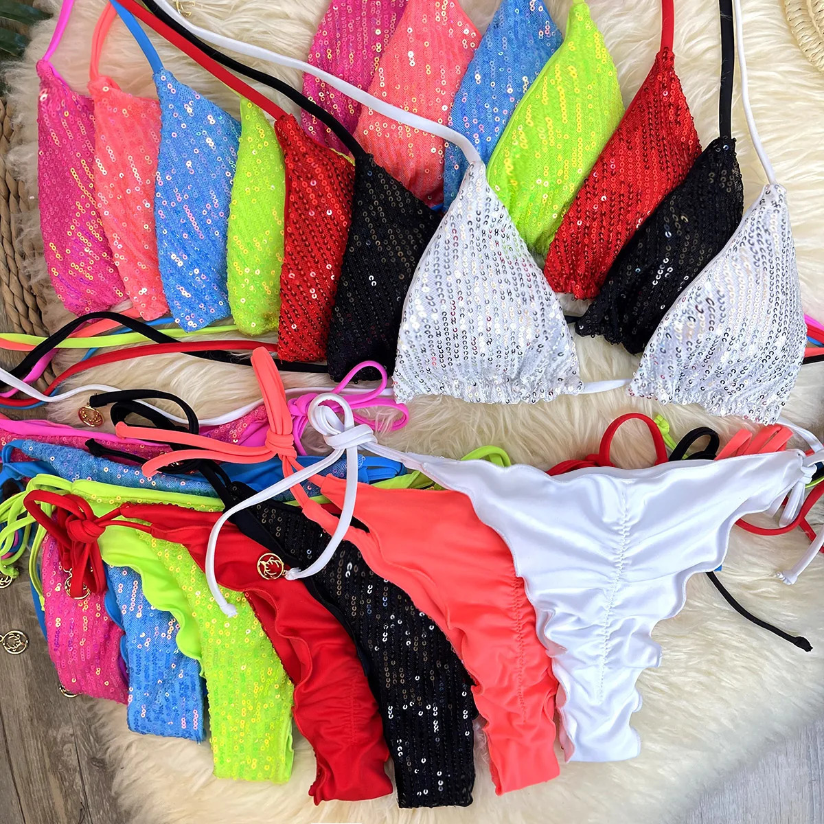 Melphieer Ladys Sparkle 2 Piece Bikini Set Summer Style Sequins Bikinis Women Beach Pool Club Swimsuit Holiday Outfits 260622 - view 7
