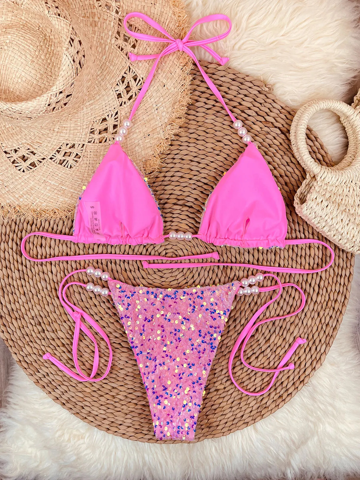Melphieer 2pcs Luxe Swimwear Symphony Sequins Pearl Bikini Women Swimsuit Beach Fashion Brazilian Bather Bathing Suit Vacay 2026 260622 - view 3
