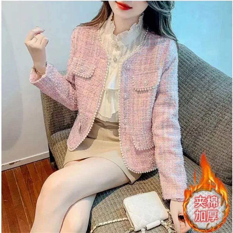 Advanced Women O-Neck Tweed Coat Korean Female Fashion Leisure Short Jacket Autumn Winter Ladies Long Sleeves Outwear Tops 260618 - view 4