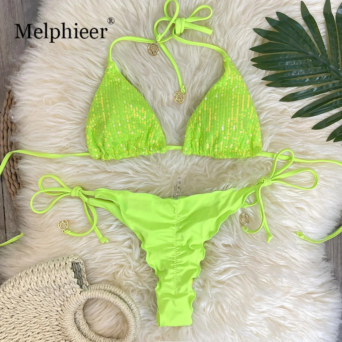 Melphieer Ladys Sparkle 2 Piece Bikini Set Summer Style Sequins Bikinis Women Beach Pool Club Swimsuit Holiday Outfits 260622 - view 5