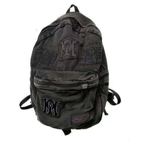 Designer bag New Embroidered Patch Patchwork Washed Vintage Backpack School Bag daily outfit