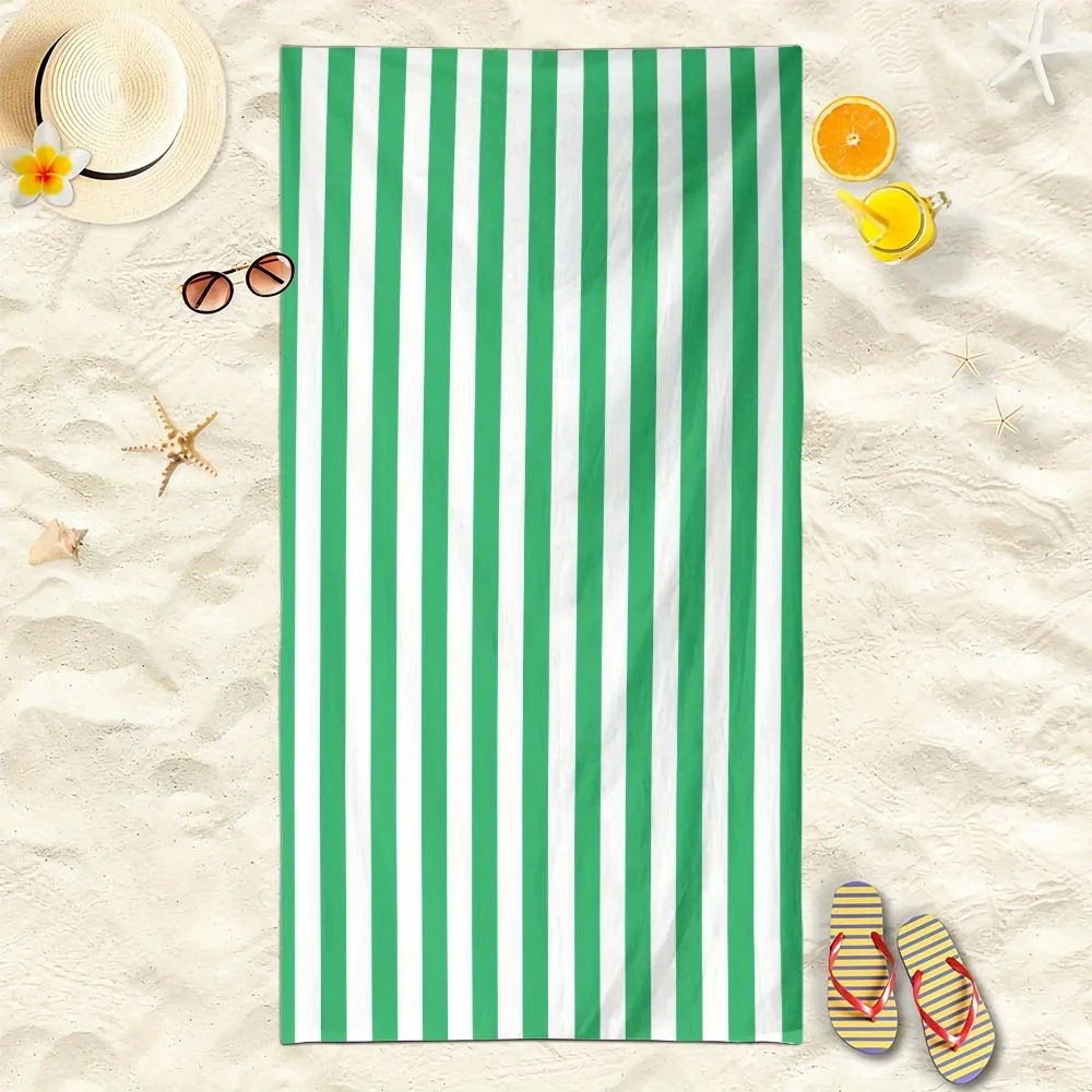 Green White Striped Beach Towel Perfect for Sunny Days Suitable for towels bath towels beach towels 260622