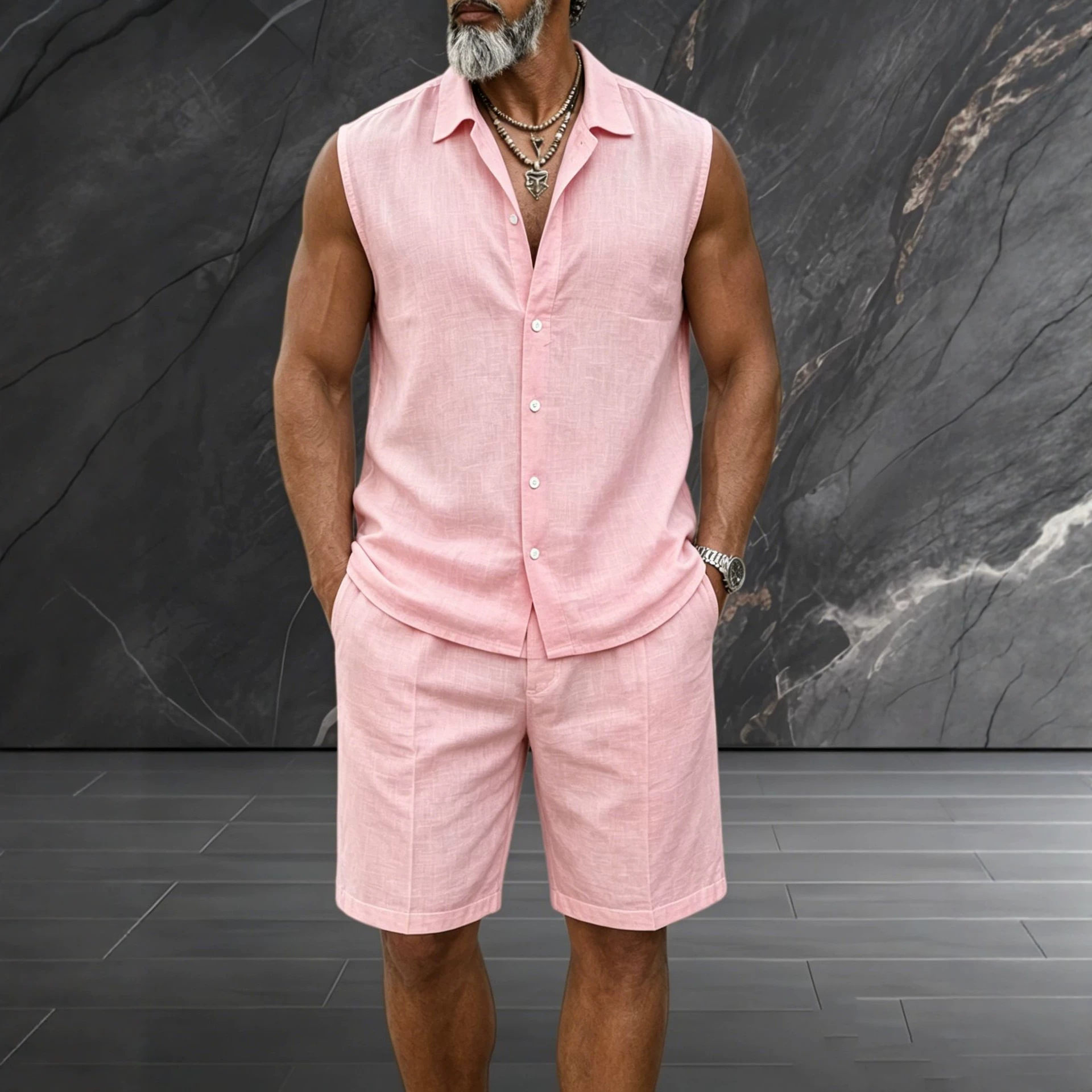 Mens Summer Short Two Piece Set Fashion Sleeveless Tops T-shirt And Shorts Slim Sets Men Designer Clothes Tracksuits track suits - view 3