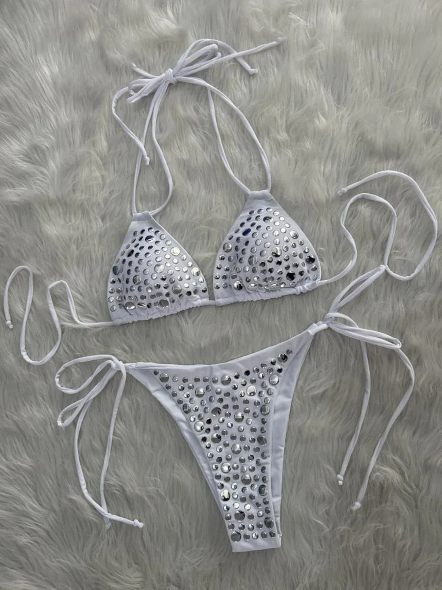 2026 Halter Metallic Sequins Bikini Women Swimsuit Female Swimwear Two Pieces Bikini Set Bather Bathing Suit Swim Lady Beachwear 260622 - view 3