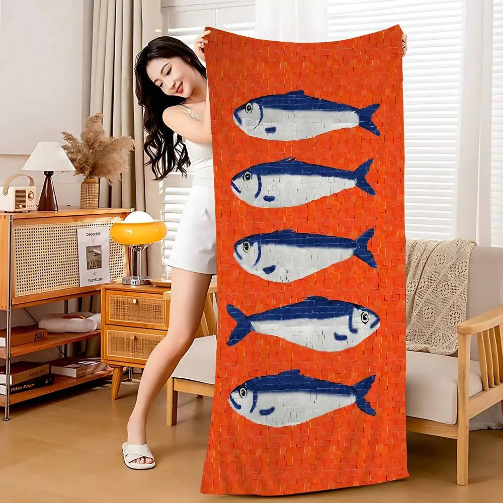 Colorful Sardine Fish Ocean Microfiber Printed Beach Towel Mountain Climbing Yoga Beach Swimming Running Absorbent Soft Towel 260622 - view 6