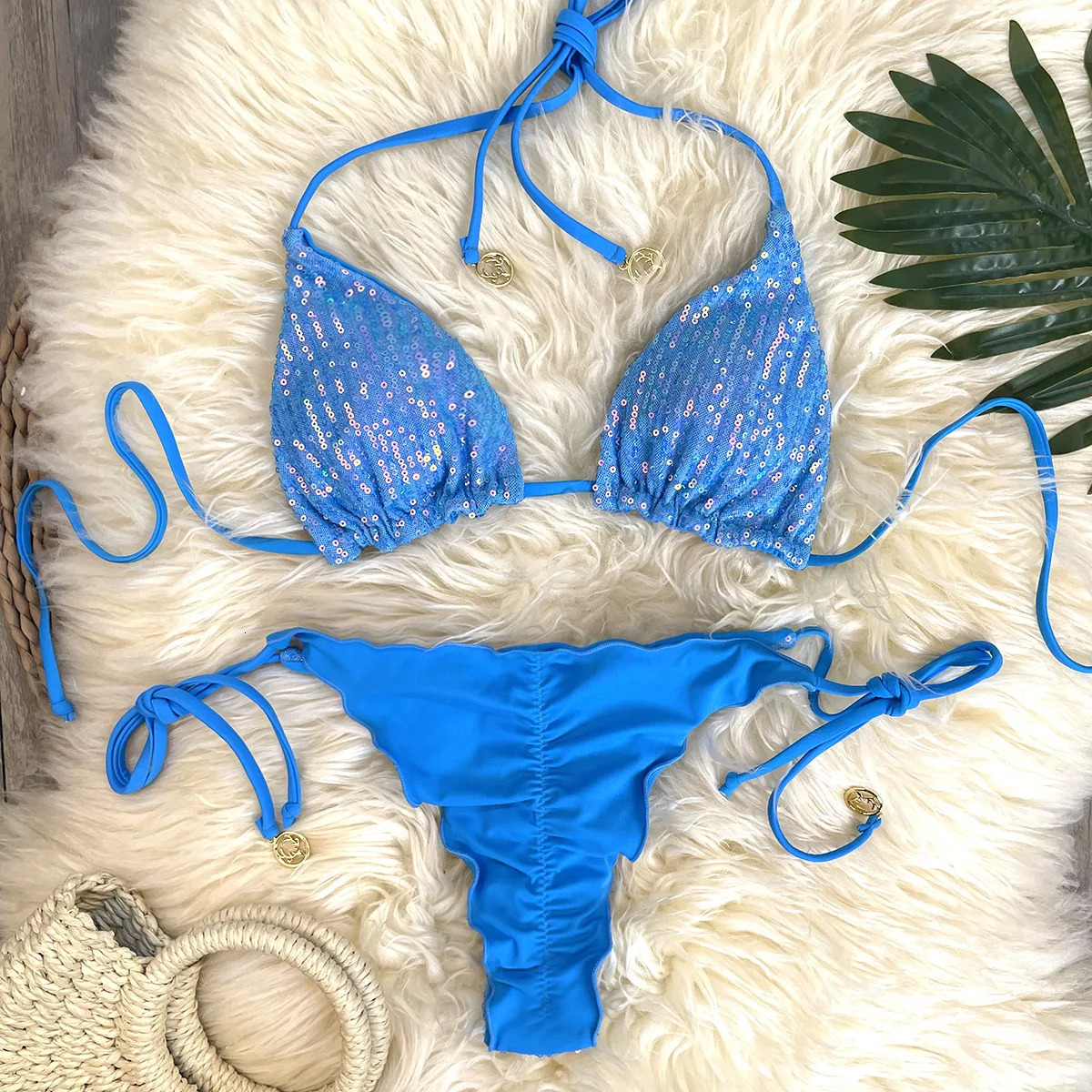 Melphieer Ladys Sparkle 2 Piece Bikini Set Summer Style Sequins Bikinis Women Beach Pool Club Swimsuit Holiday Outfits 260622 - view 3
