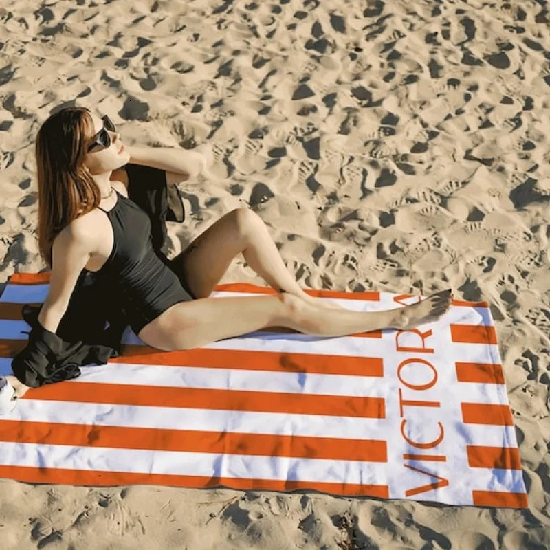 Striped Personalized Name Beach Towels Custom Name Beach Towel Christmas Anniversary Birthday Bach Trip Gift For Family Members 260622 - view 4