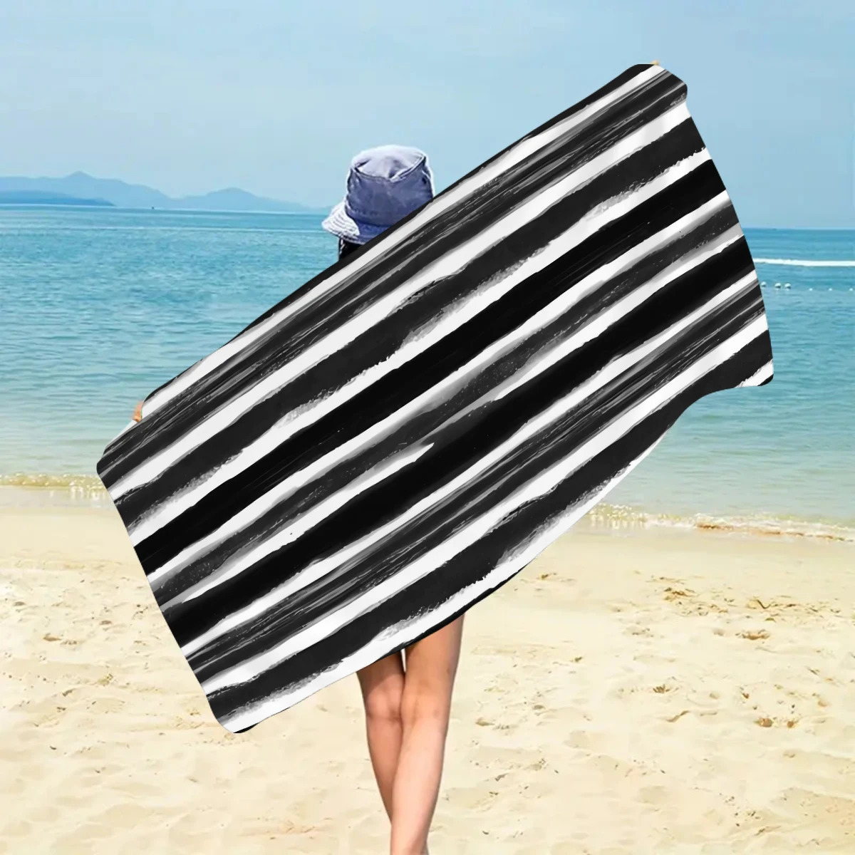 1pc fashionable colorful striped large beach towel quick drying absorbent swimming beach towel available in multiple colors 260622 - view 5