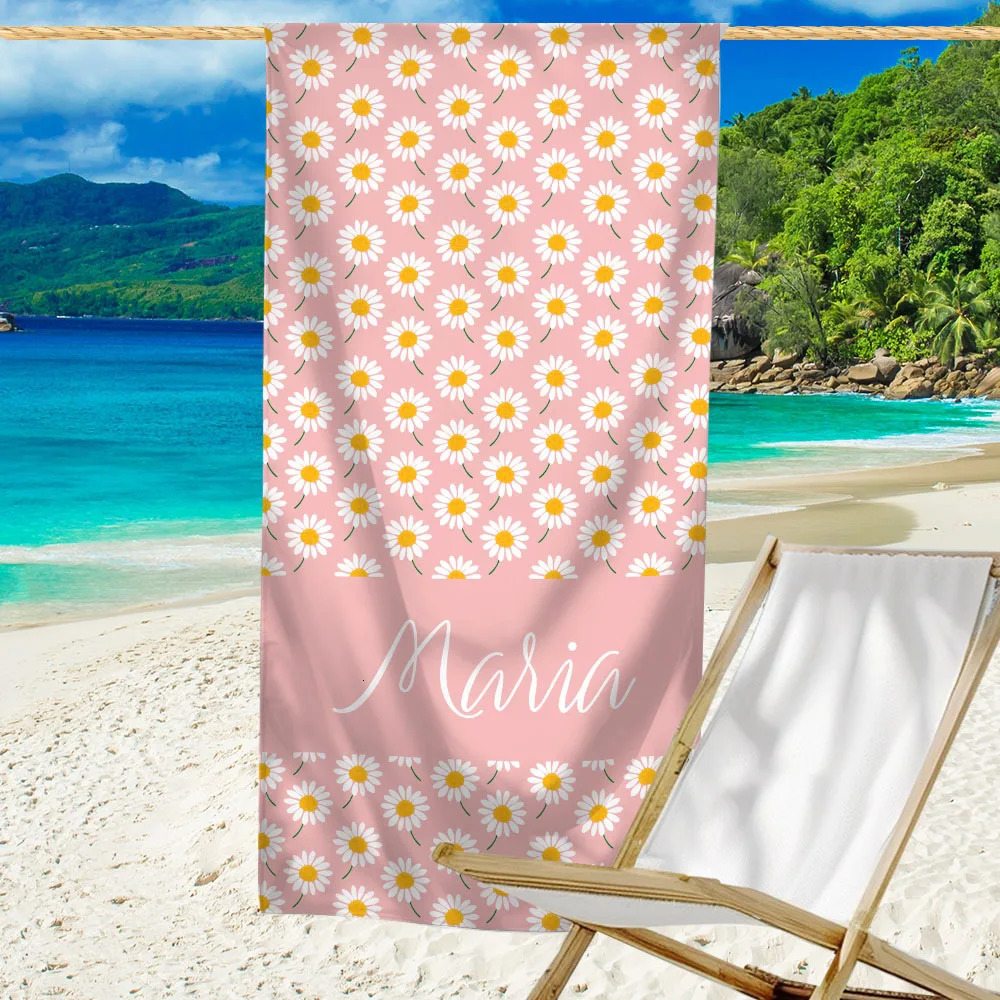 Personalized Striped Beach Towel Custom Name/ Oversized Microfiber Towel Summer Party Gift for Beach Swimming Bath Sports 260622CJ - view 5