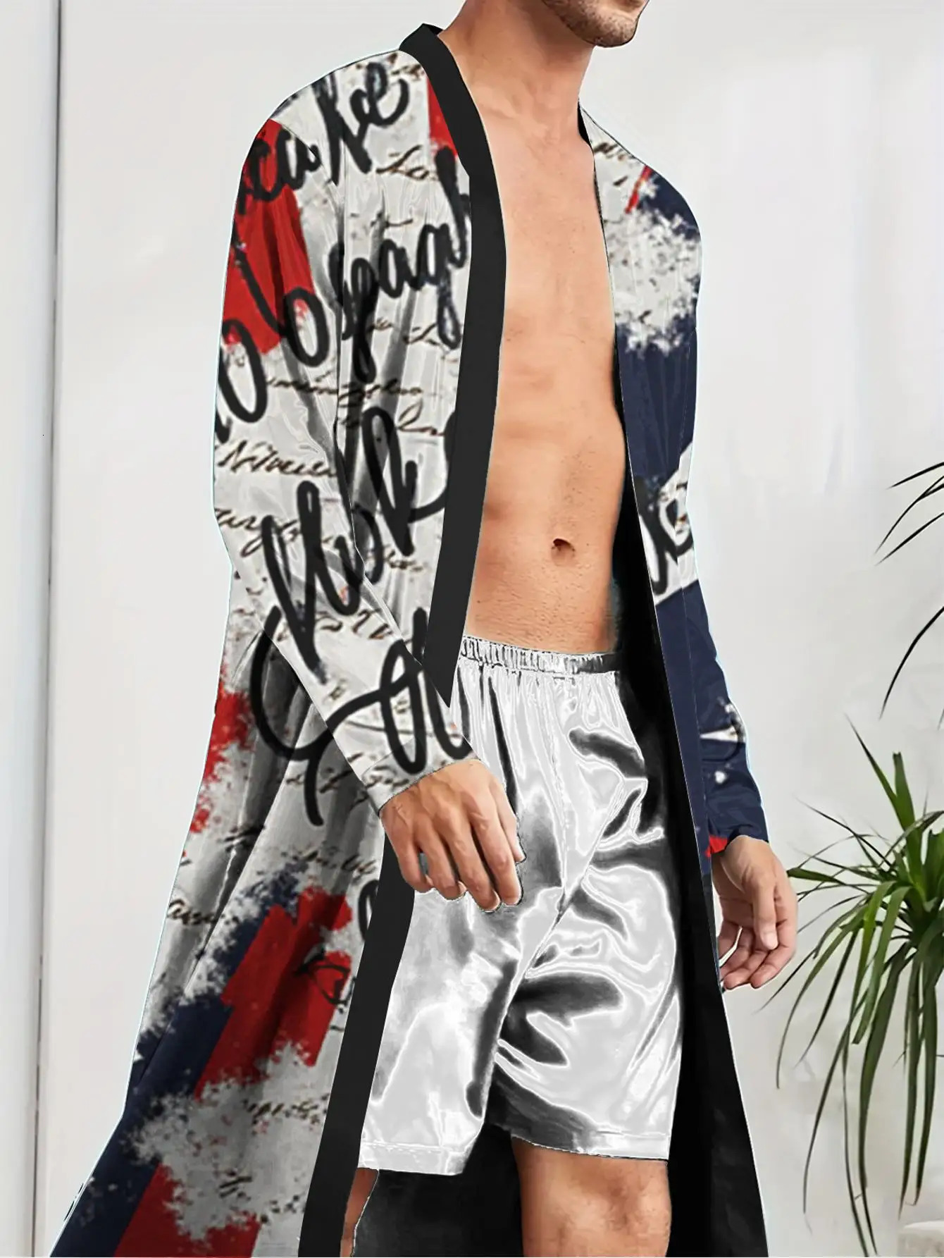1pc MenS Robes 2026 SpringSummer Graphic Pajamas Robe 3D Printed Nightie for Men Sleepwear Polyester Bathrobe 260625 - view 3
