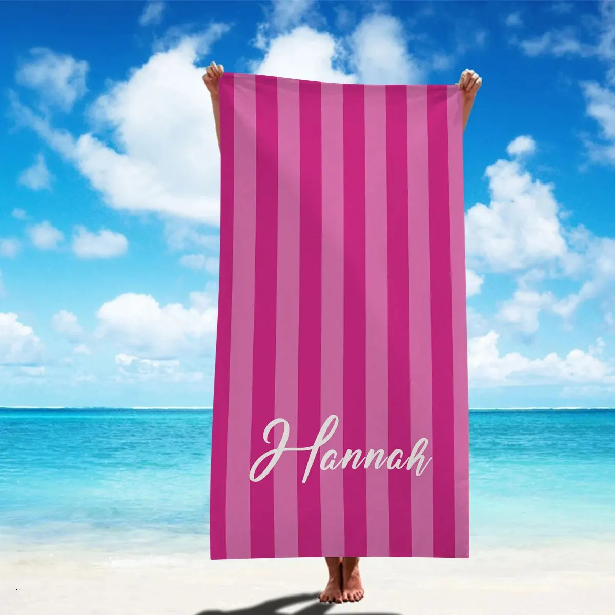 Personalized Striped Beach Towel Custom Name/ Microfiber Towel Thin Quick Dry Absorbent for Beach Swimming Yoga Bath Sports 260622 - view 5