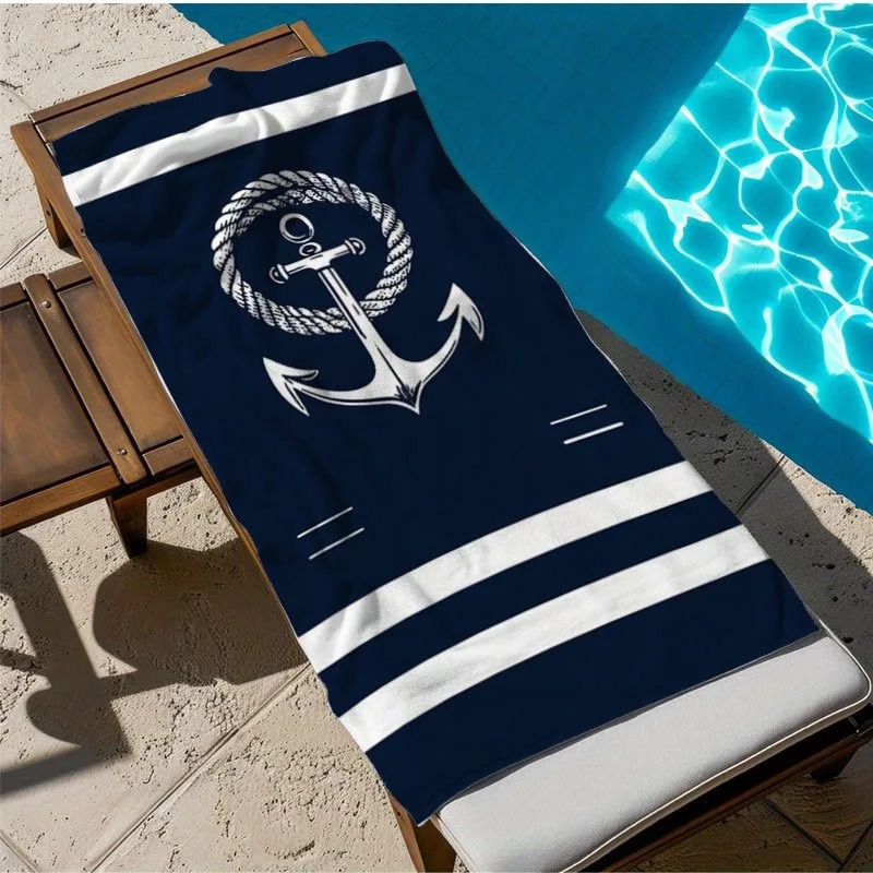 Navy Blue Beach Towel with Anchor and Rope n Your Ultimate Beach Essential Suitable for towels bath towels beach towels 260622 - view 5