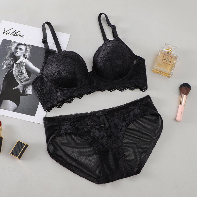 Lace Embroidery Bra Set Women Plus Size Push Up Underwear Set Bra and Panty Set 32 34 36 38 ABC Cup For Female 240812