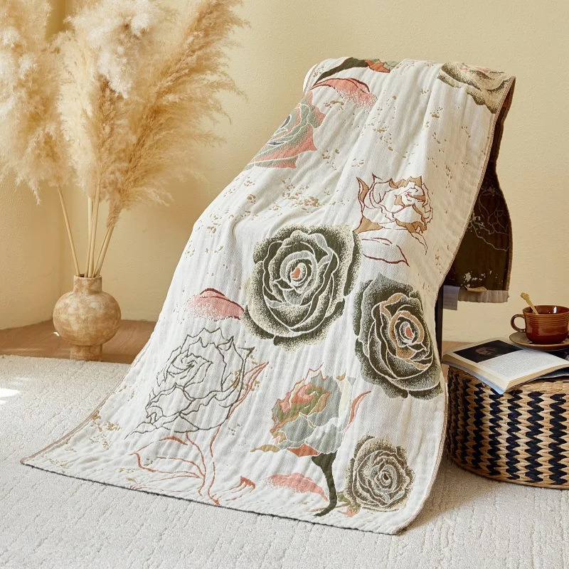 Junwell Cotton Muslin Large Bath Towel Absorbent Soft Bath Towel Throw Floral Chic Blanket - ious Beach Towel Travel Use 260622 - view 6