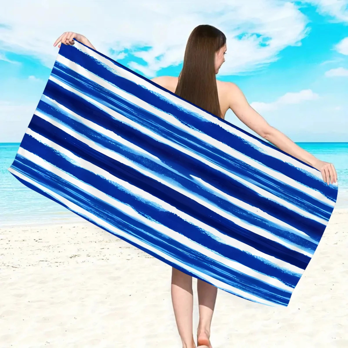 1pc fashionable colorful striped large beach towel quick drying absorbent swimming beach towel available in multiple colors 260622 - view 4