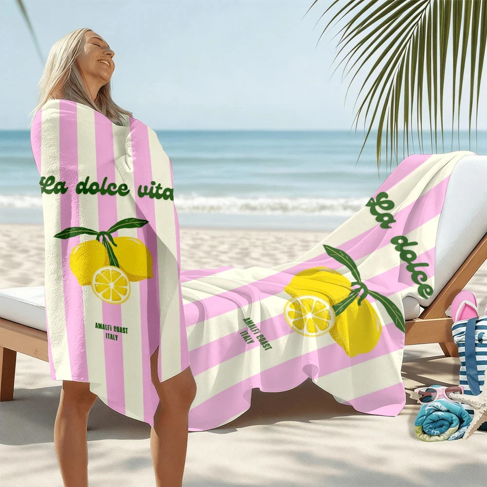 1PC La Dolce Vita Amalfi Lemon Beach Towel Quick Dry Lightweight Polyester Towel Soft Absorbent Italian Themed Towel for Swimm 260622 - view 3