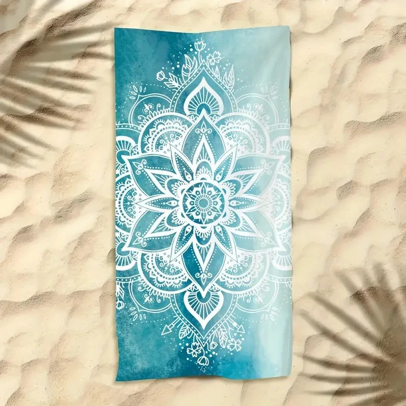 1 set of blue mandala beach towels 90 180cm enlarged size soft and skin friendly with strong water absorption 260622 - view 7