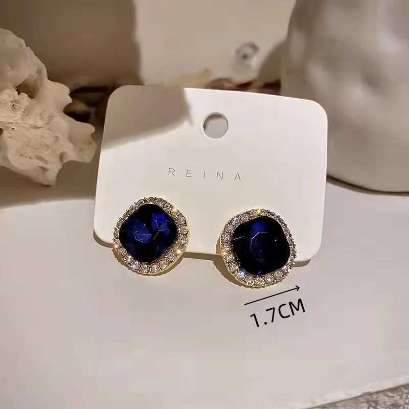 Crystal Temperament Square Stud Blue Earring for Women Korean Style Simple Geometry Jewelry Brincos Girl Gift M260623 - view 7