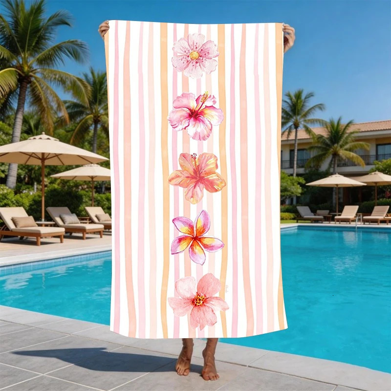 Tropical Hawaiian Hibiscus Microfiber Beach Towel Oversized Extra Large Sand Free Pool Towels Quick Dry Super Absorbent Swim 260622
