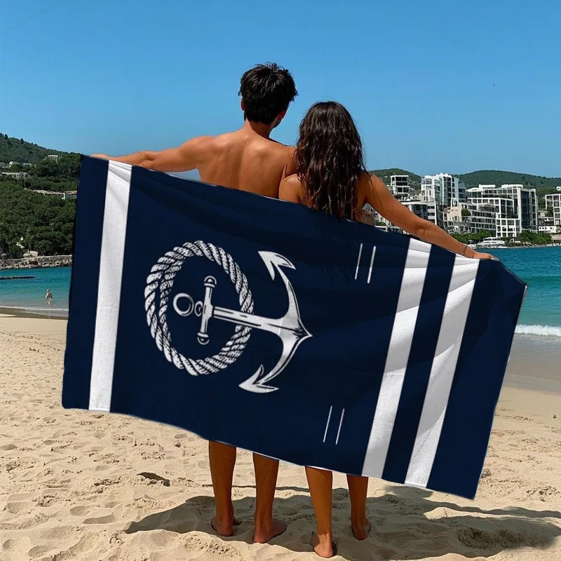Navy Blue Beach Towel with Anchor and Rope n Your Ultimate Beach Essential Suitable for towels bath towels beach towels 260622 - view 3
