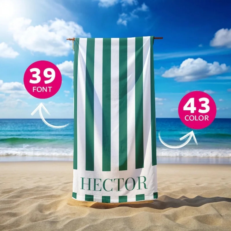 Striped Personalized Name Beach Towels Custom Name Beach Towel Christmas Anniversary Birthday Bach Trip Gift For Family Members 260622 - view 7