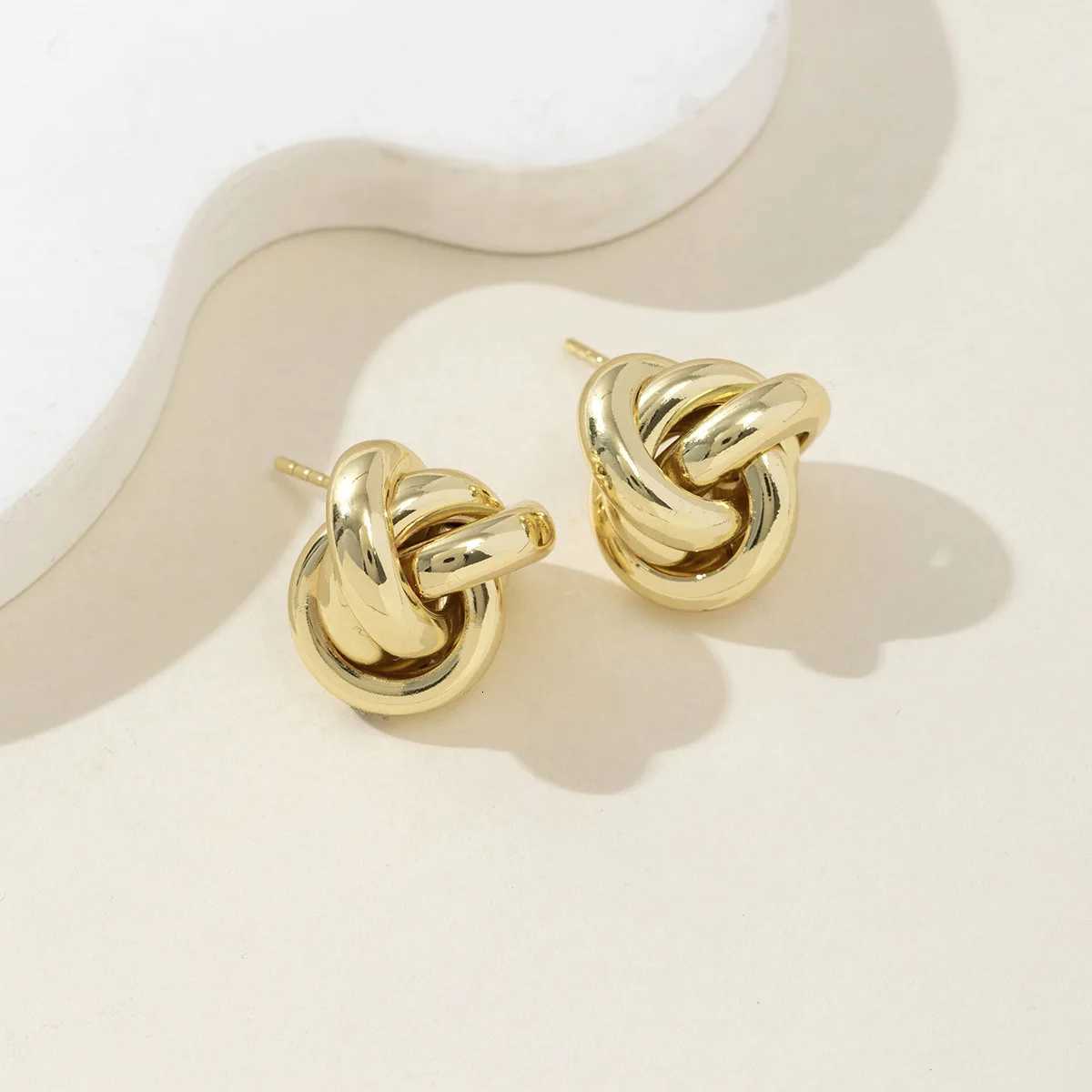 SIlver Color Knot Hoop Gold Earring For Women Shiny Plating Trendy Earring Stud Cute Daily Wear Jewelry Gift M260622 - view 3