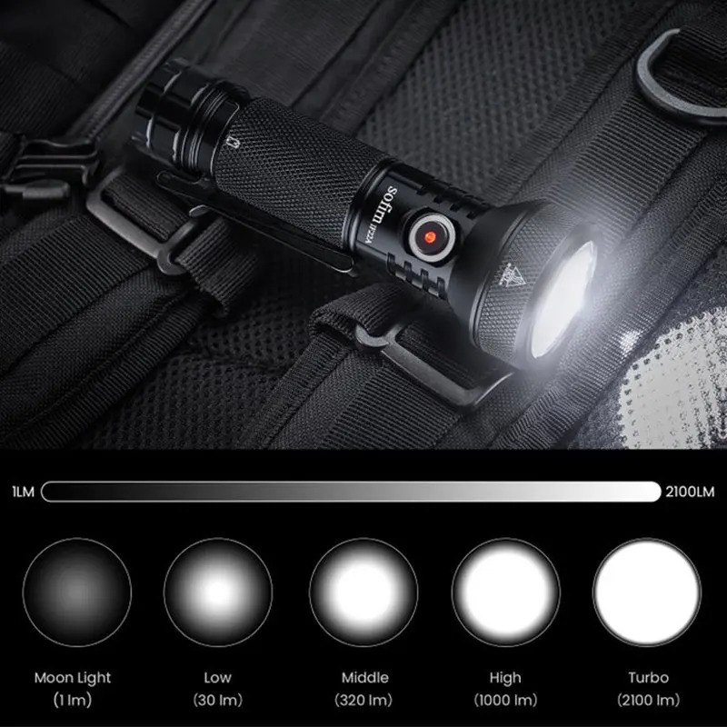 Sofirn IF22A 2100lm Flashlight 21700 Powerful Light SFT40 LED 629M Long Range USB C Rechargeable Charging Throw Torch 260623 - view 3
