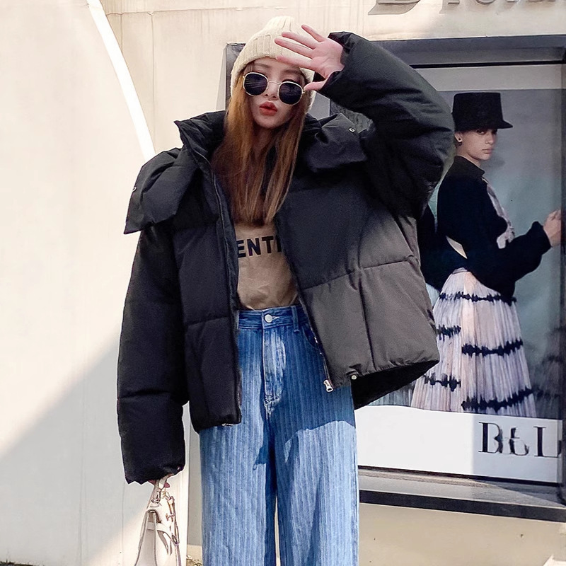 2025 Winter Womens Short Hooded Puffer Jacket Versatile Cotton Coat with Unique Style Slimming and Loose Fit Korean Version 251110