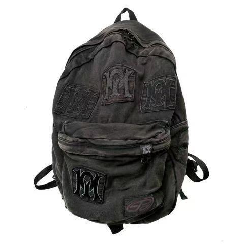 Designer bag New Embroidered Patch Patchwork Washed Vintage Backpack School Bag daily outfit - view 6