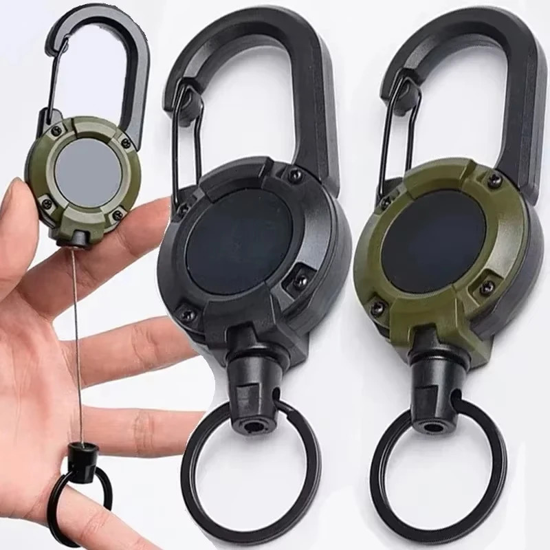 Outdoor Sporty Retractable Key Chain Tool - Heavy Duty Steel Wire Rope Sturdy Carabiner Buckle Spring Key Ring 260622 - view 5