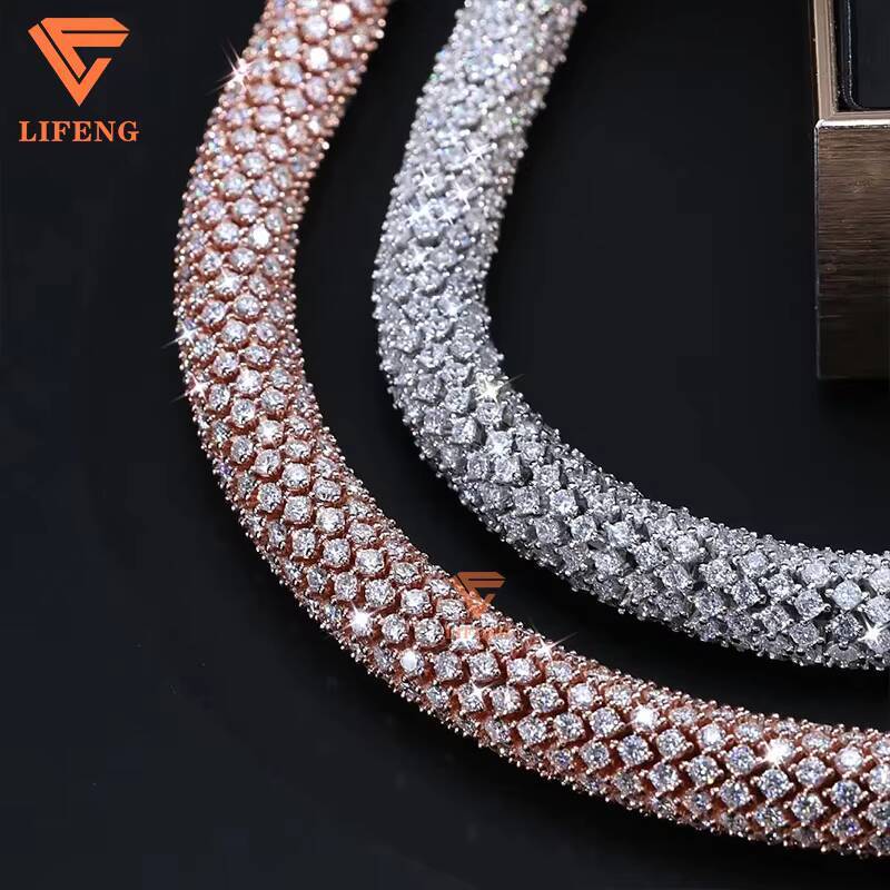 Custom Hip Hop Iced Out VVS Chain Moissanite Diamond Rope Chain Necklace Fine Jewelry Cuban Link 925 Silver Necklace for Men - view 4