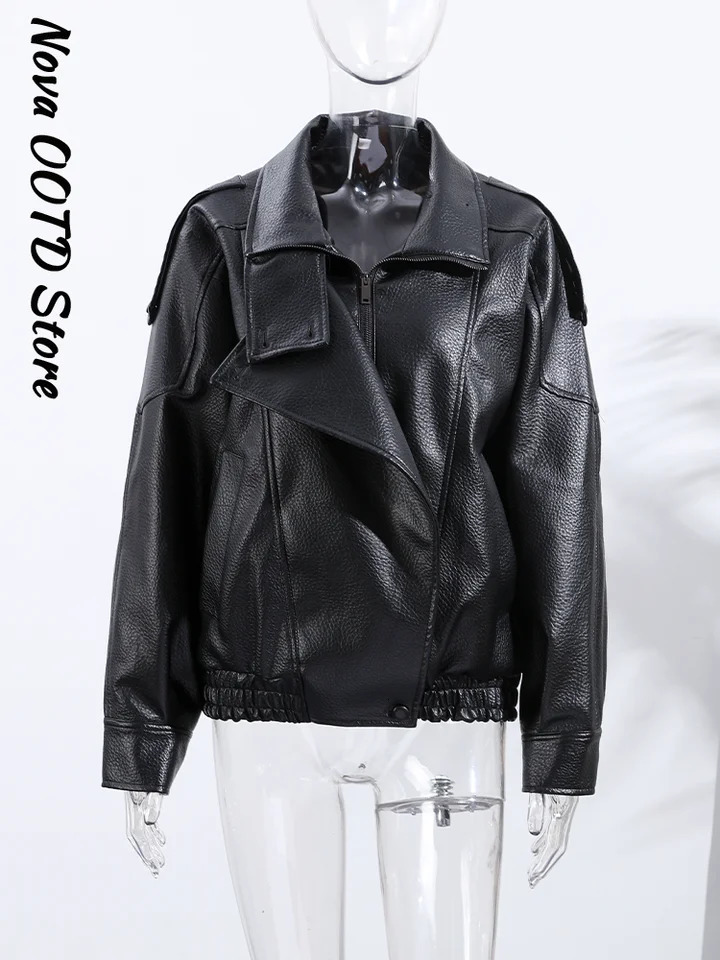 Stand Collar Short Leather Jacket Women Zipper Solid Single Breasted Full Sleeve Lapel Belt Coat Autumn Lady Chic Outwears 260624 - view 6