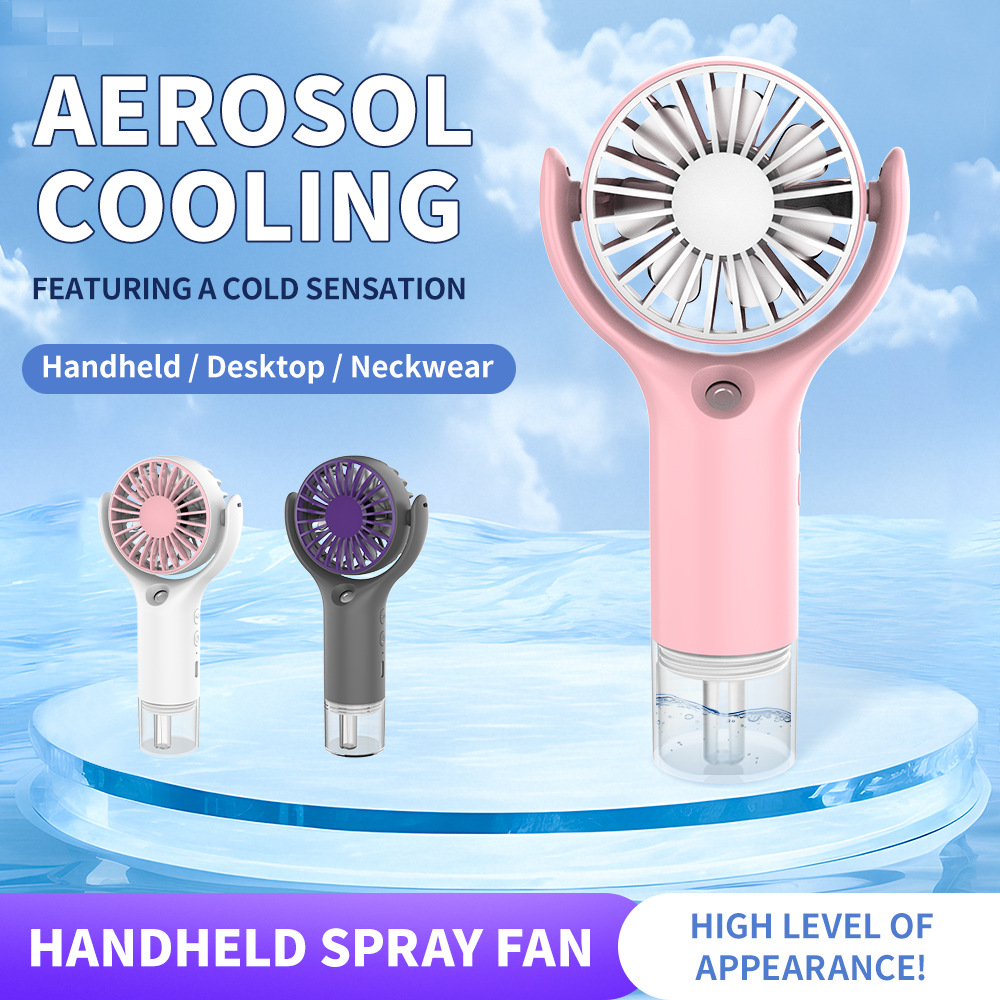 3 Use Mist Hand Fan Detachable Tank USB Neck Desk Portable Cooling Fan