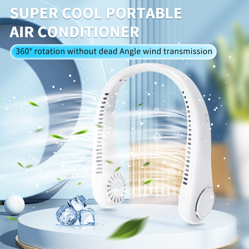 Leafless Silicone Neck Fan 360 Wind 1200mAh Quiet USB Hands Free Fan