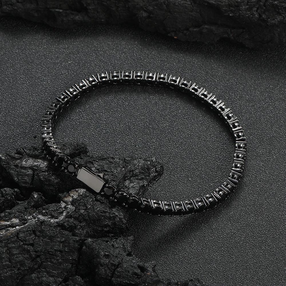 4mm Black Stone Tennis Bracelets Fashion Jewelry For Men And Women BB243 260624 - view 7