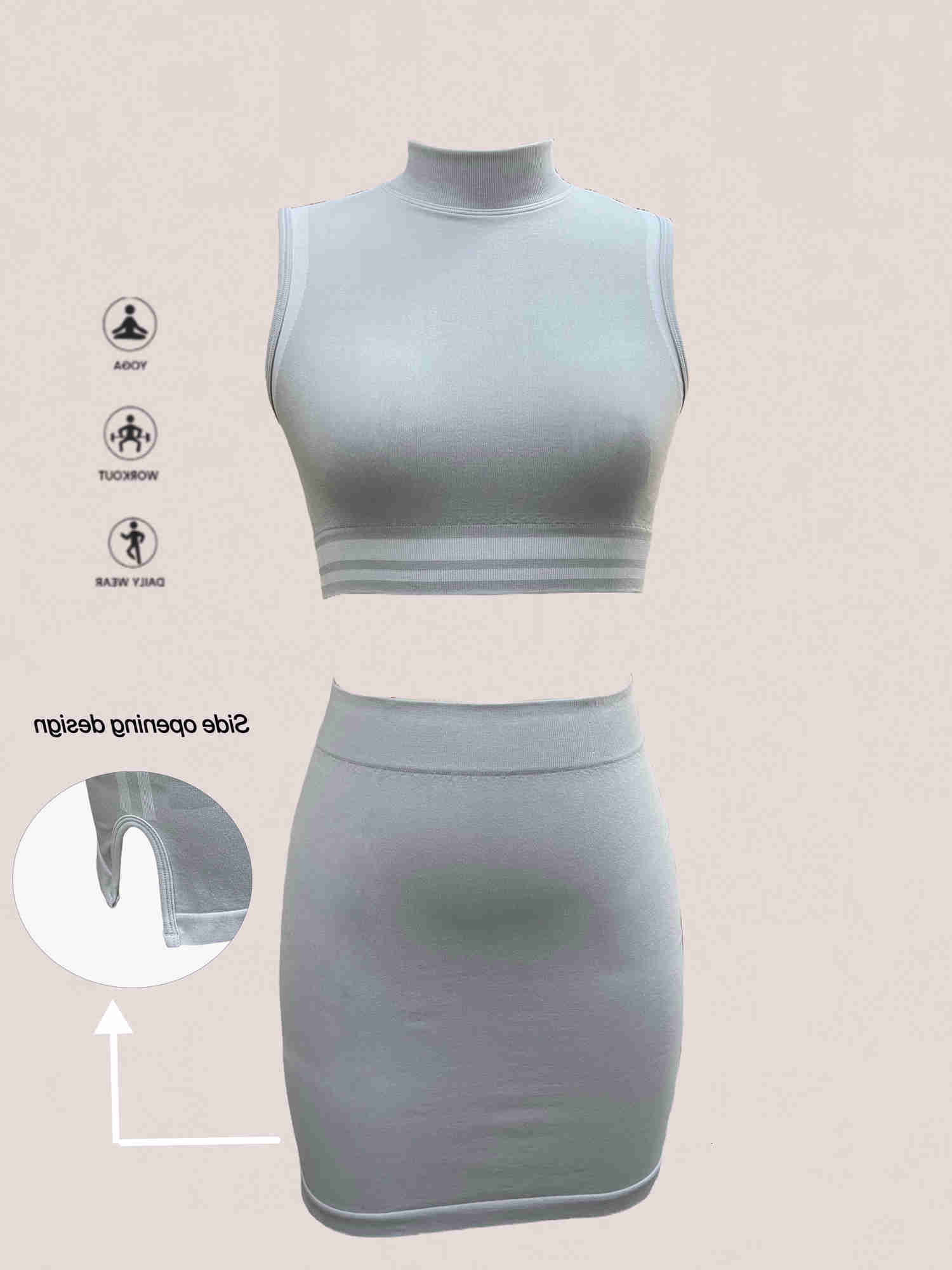 Sport Set 2PCS Women Yoga Crop Top Sports Short Skirt Vest Yoga Set Comfort Elastic Sportsuit Workout Outfit Fitness Gym Clothes M260626
