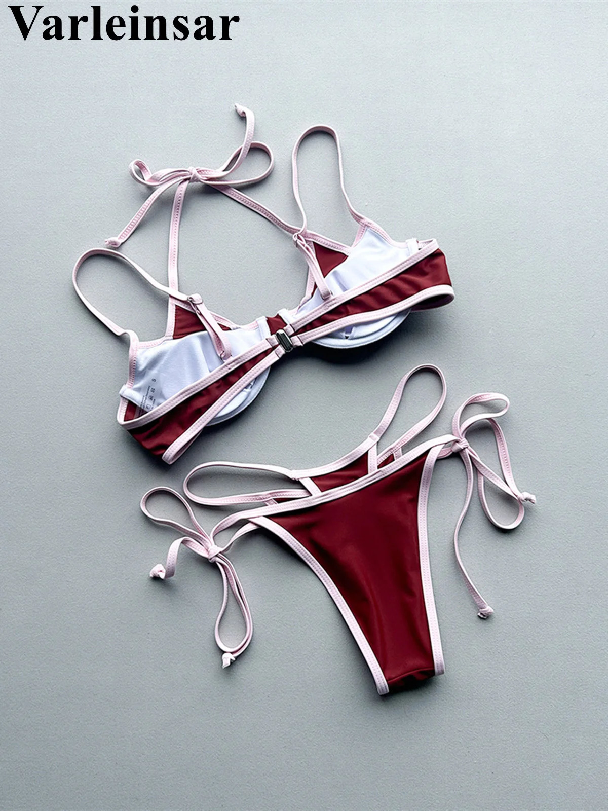 Halter Splicing Bikini Female Swimsuit Women Swimwear Two-pieces Bikini set Underwired Strappy Bather Bathing Suit Swim V8173 260622 - view 7