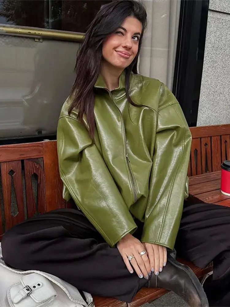 Leather Jackets Skirts Sets Women Zipper Long Sleeves High Waist Pu Pants Suits 2026 Spring Chic Street Solid Holiday Outfits 260618