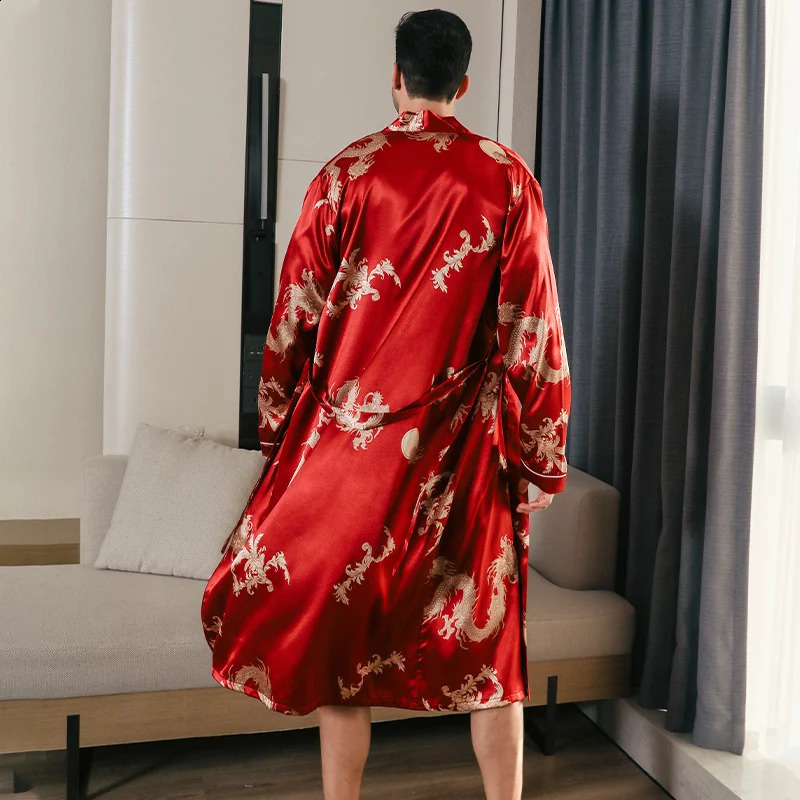 Pajama mens spring and autumn silk thin style oversized pajamas long sleeved bathrobes ice home clothing summer 260625 - view 3